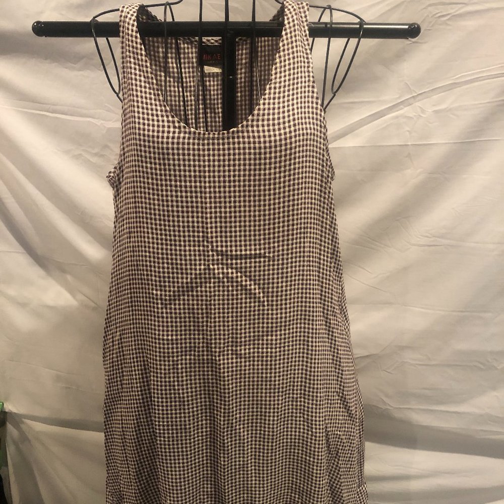 Mikaela MEDIUM Sleeveless Burgundy Casual Checkered Dress